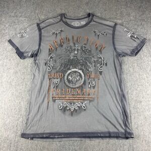 Affliction‎ Shirt Men's 2XL Gray Grunge Tried And True Trademark Emo Goth Gift